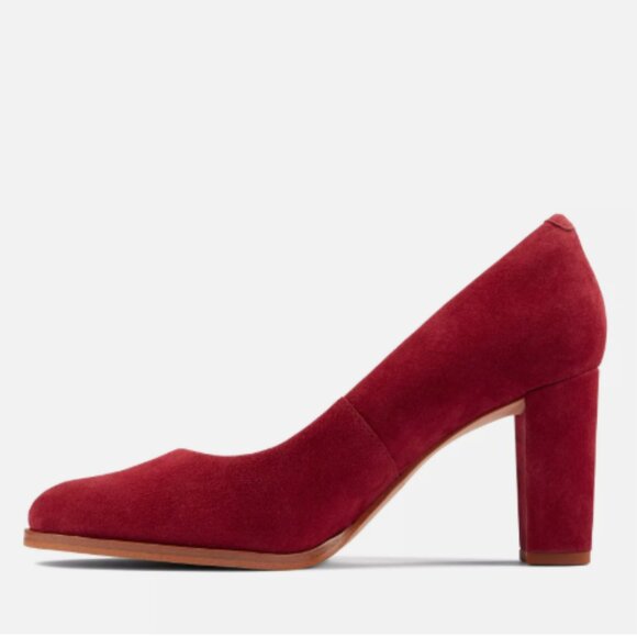 Clarks Red Suede Heels - Picture 4 of 13